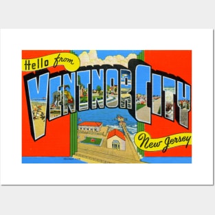 Greetings from Ventnor City, New Jersey - Vintage Large Letter Postcard Posters and Art